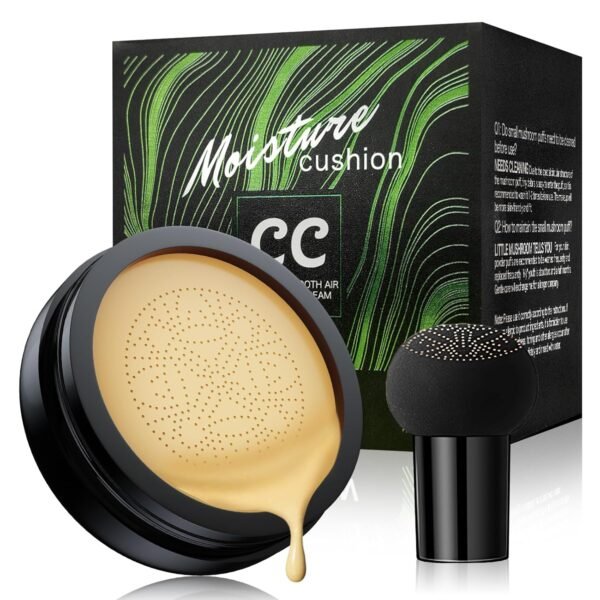 Air Cushion CC Cream - Mushroom Head CC Cream Foundation, Moisturizing BB Cream Foundation Makeup Long-Lasting Matte Concealer for Even Skin Tone (Buff Beige, 1 PCS) - Image 2