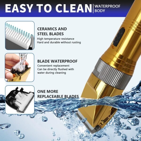 Professional Dog Grooming Clippers for Thick Coat - Dog Hair Trimmer for Grooming- Sheep Shears for Thick Hair – Pet Grooming Clippers for Dogs, Cats, Sheeps, Horse (Gold) - Image 4