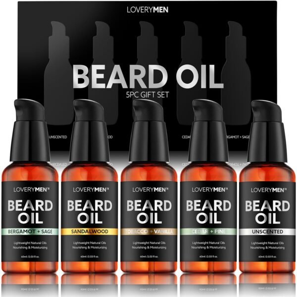 Deluxe Beard Oil for Men - Sandalwood, Tobacco Vanilla, Bergamot Sage, Cedar Pine, Unscented Fragrances, Natural Mens Beard Oil Kit With Argan & Jojoba Oil, Beard Softener Grooming Mens Beard Care - Image 2