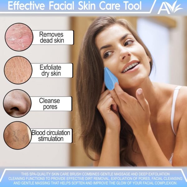 Avilana Silicone Face Scrubber- Dual Sided Manual Facial Cleansing Brush -Face Scrubber and Exfoliator- Deep Cleansing for All Skin Type (Gray) - Image 4