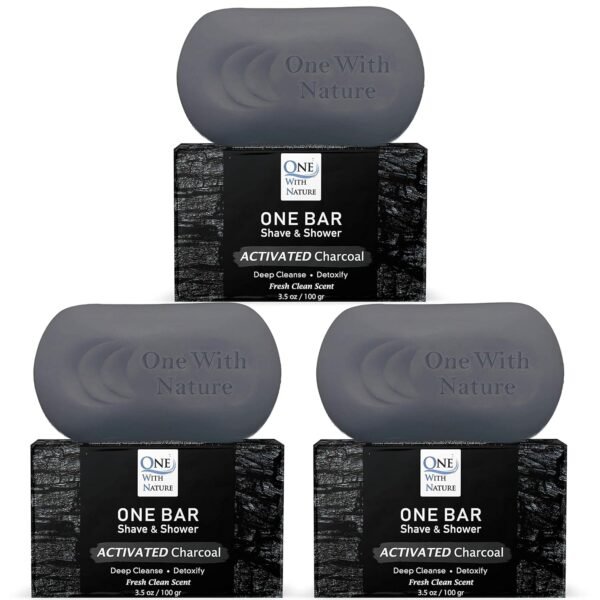 ONE Bar Activated Charcoal 3.5 oz 3 Pack - Shave, Shower, Shampoo, face, beard, body, hair/scalp, SuperFAT “oil” Infused: Avocado, Mango, Olive, Coconut, Argan, Moisturizing and Nourishing Oil. - Image 2