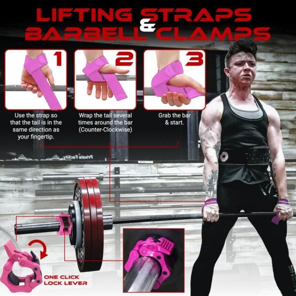 11Pcs Gym Squat Pad Set: Barbell Pad Cushion for Hip Thrust, Ankle Strap for Cable Machine, Weight Lifting Straps, Resistance Bands, Barbell Clip Auto Versatile Workout Kit for Women and Men - Image 6