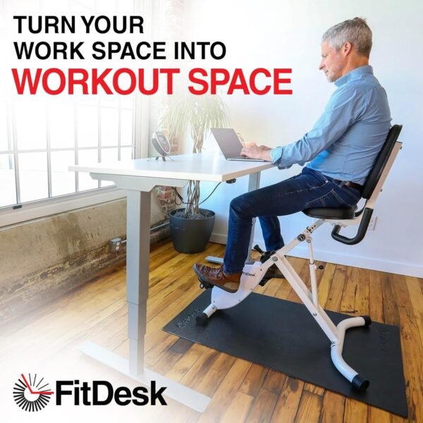 FitDesk Standing Desk Bike Height Adjustable Exercise Bike with 8 Resistance Levels, Digital Performance Meter, Foldable, Supports Up to 242 lbs, Indoor Cycling Machine for Home and Office Use, White - Image 8