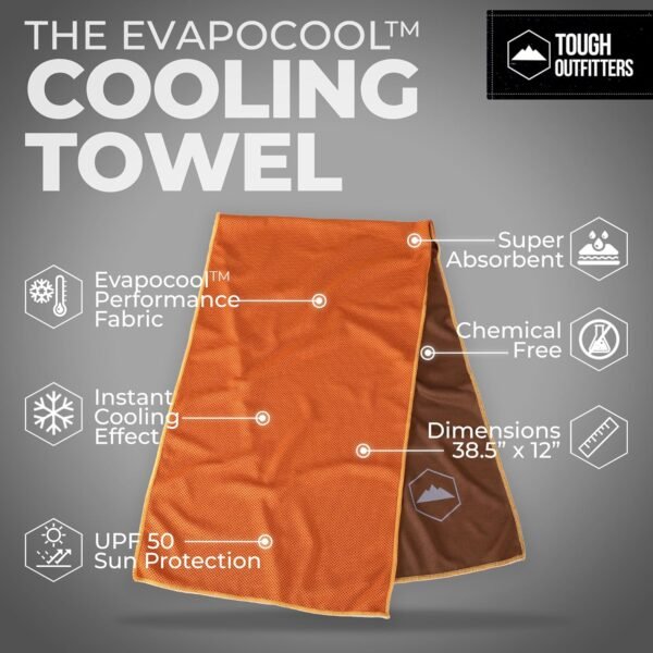 Tough Outdoors Cooling Towels (38.5"x12") - Cooling Towels for Neck & Face, Cooling Neck Wraps - Ice Towel & Sweat Rag for Camping, Gym, Yoga & Sports - Image 5