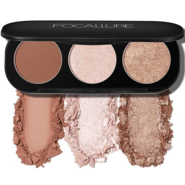 FOCALLURE Blush and Highlighter Palette,3 in 1 Makeup Powder Cruelty-Free Matte Blush,Shimmer Illuminator Highlighters for a Glowing Look,#02 - Image 2