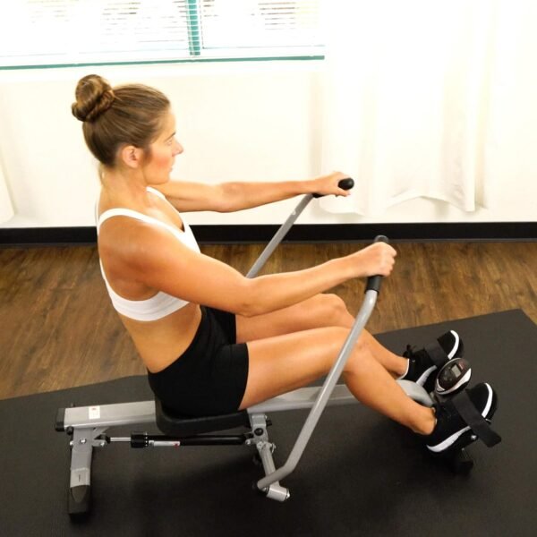 Sunny Health & Fitness Smart Compact Full Motion Rowing Machine, Full-Body Workout, Low-Impact, Extra-Long Rail, 350 LB Weight Capacity and Optional Free SunnyFit® App Enhanced Connectivity - Image 13