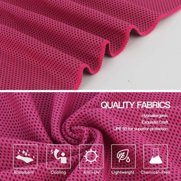 Futone Cooling Towel, Gym Towels, Workout Towels, Cooling Neck Wrap Scarf, Compact Sports Towels for Men Women, Cooling Face Mask Cover, 40" x 12," 4 PCS (Red, Blue, Yellow, Gray) - Image 3