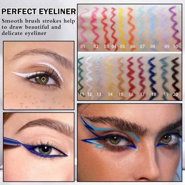 3PCS Blue Eyeliner Pencil Waterproof Eyeliner Pen Retractable Colorful Eyeliner Easy to Use Eyeliner Pen for Women,Pro Delineador De Ojos A Prueba de Agua（Dark Blue Shine） - Image 6