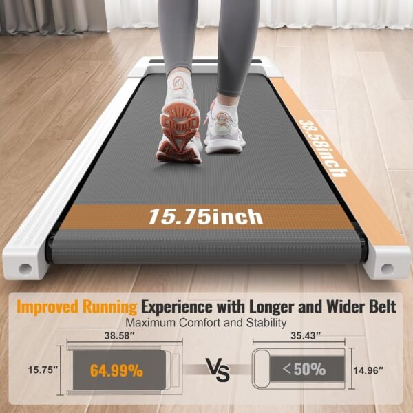 Walking Pad, 2.5HP Under Desk Treadmill for Home Office, 300 Lbs Capacity Portable Treadmill with Remote Control & LED Display, 2 in 1 Treadmill for Walking Jogging and Running - Image 3