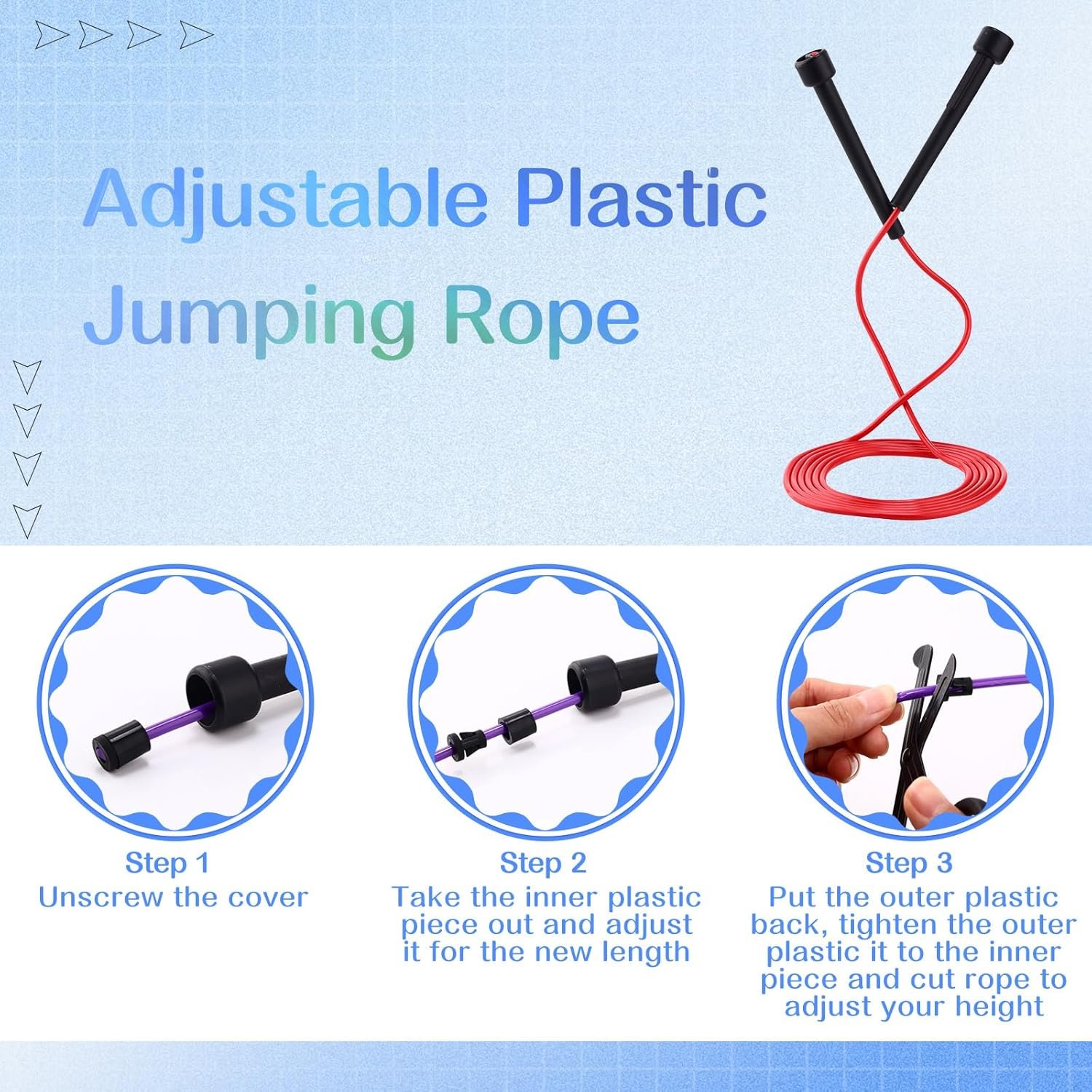 72 Pcs PVC Jump Ropes for Fitness 9.2 ft Adjustable Skipping Rope Versatile Unbreakable Speed Rope with Plastic Handles for Women Men Kids Endurance Training Cardio Exercise Workout - Image 4