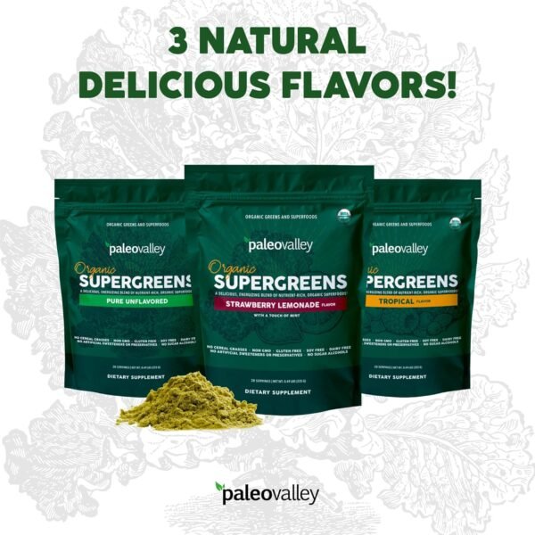 Paleovalley Organic Supergreens Powder - 23 Superfoods with Prebiotic Fiber for Energy and Immunity Support - No Cereal Grasses for Maximum Absorption - Pure Unflavored, 30 Servings - Image 8
