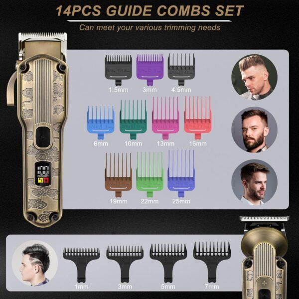 Beard Trimmer Kit Hair Clipper Set Professional Hair Trimmer Electric Foil Shaver Razor for Men Haircutting Machine for Barber Clippers and Trimmers Grooming Kit Nose Body Hair Trimmer - Image 3