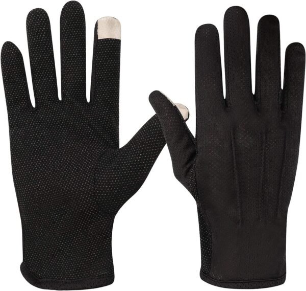 Mens Driving Gloves Summer UV Sun Protection Cycling Gloves Unisex Non-Slip Touchscreen Cotton Gloves Workout Exercise Gloves Outdoor Sunblock Full Finger Gloves for Motorcycle Camping Riding - Image 2