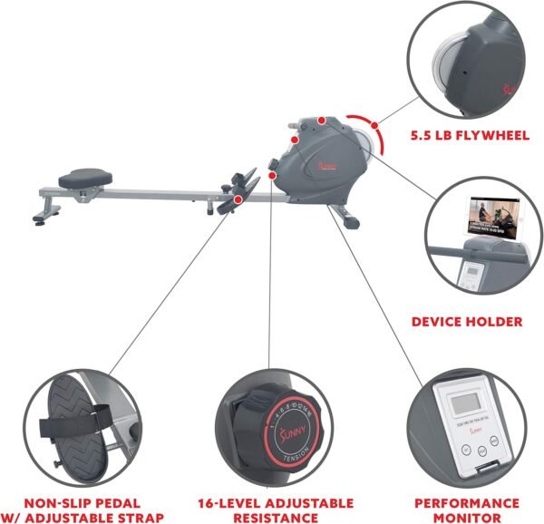 Sunny Health & Fitness Dynamic Air Rowing Machine with Exclusive - Image 4