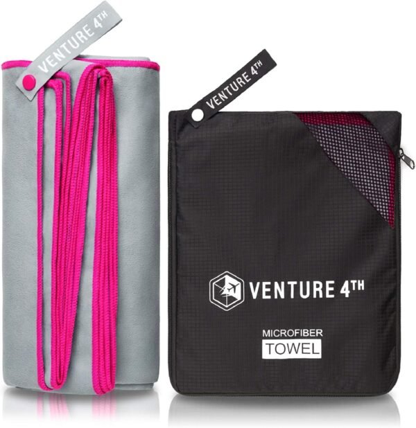 VENTURE 4TH Quick Dry Travel Towel - Fast Drying Ultra Soft Microfiber Towels - Essential for Camping, Backpacking, Yoga, Swimming, Gym, Sports and Beach - 3 Compact Sizes - Image 2