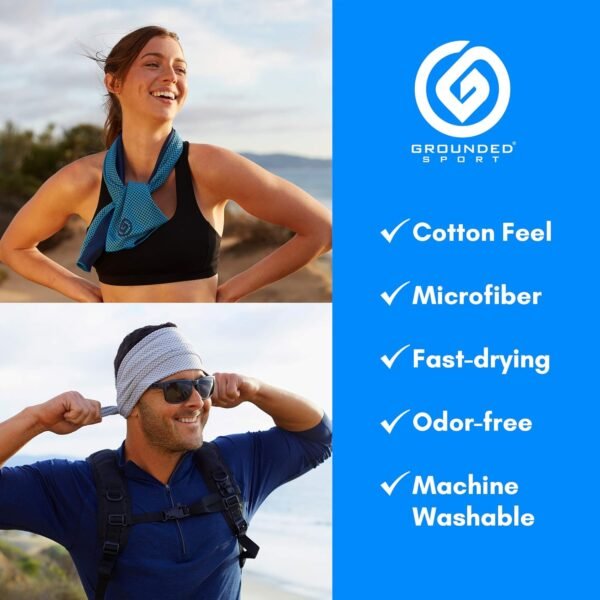 Grounded Sport ® Lightweight Microfiber Cooling Towel 3-Pack | 12" x 39" | for Exercise Spin Workout Camping Work Travel Hot Weather Women Men Neck Face | San Diego CA | Stay Grounded - Image 4