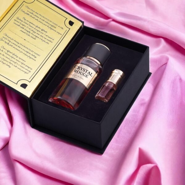 CRYSTAL ROUGE - Luxury Perfume Gift Set | Long-Lasting Niche Fragrance | Extrait de Parfum 50ml + Perfume Oil 3ml + Bonus 2 Samples | Unisex Scent Inspired by Iconic Perfumes - Image 2
