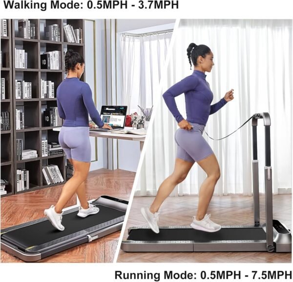 WALKINGPAD R2 Treadmill Running and Walking Folding Treadmill Manual Automatic Modes Foldable Walking Pad Non-Slip Smart LCD Display Fitness Equipment 0.5-7.5MPH (Black) - Image 4