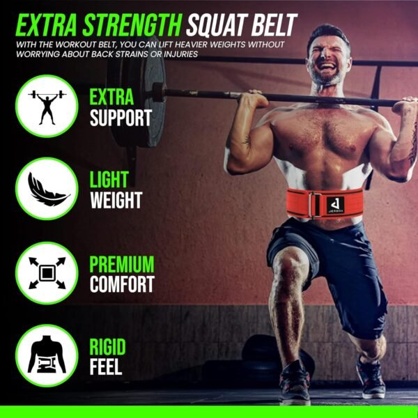 JERBOA Quick Self-Locking Weight Lifting Belts for Men and Women – Adjustable Nylon Gym Weight Lifting Belt for Squat, Deadlift, Powerlifting - Ideal for Back Support & Injury Prevention - Image 5