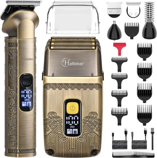 Hatteker Professional Hair Clipper Electric Razor Foil Shavers for Men Body Nose Ear Hair Grooming Kit with Triple Blades Cordless Waterproof - Image 2
