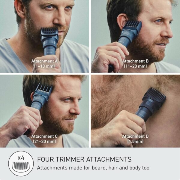 Panasonic MultiShape Defined Trim and Shave Kit, with Beard, Hair and Body Trimmer and Adjustable Trim Dial, 3-Blade Men’s Electric Razor, Easy-Clean Customizable Grooming Kit - ER-Defined - Image 3