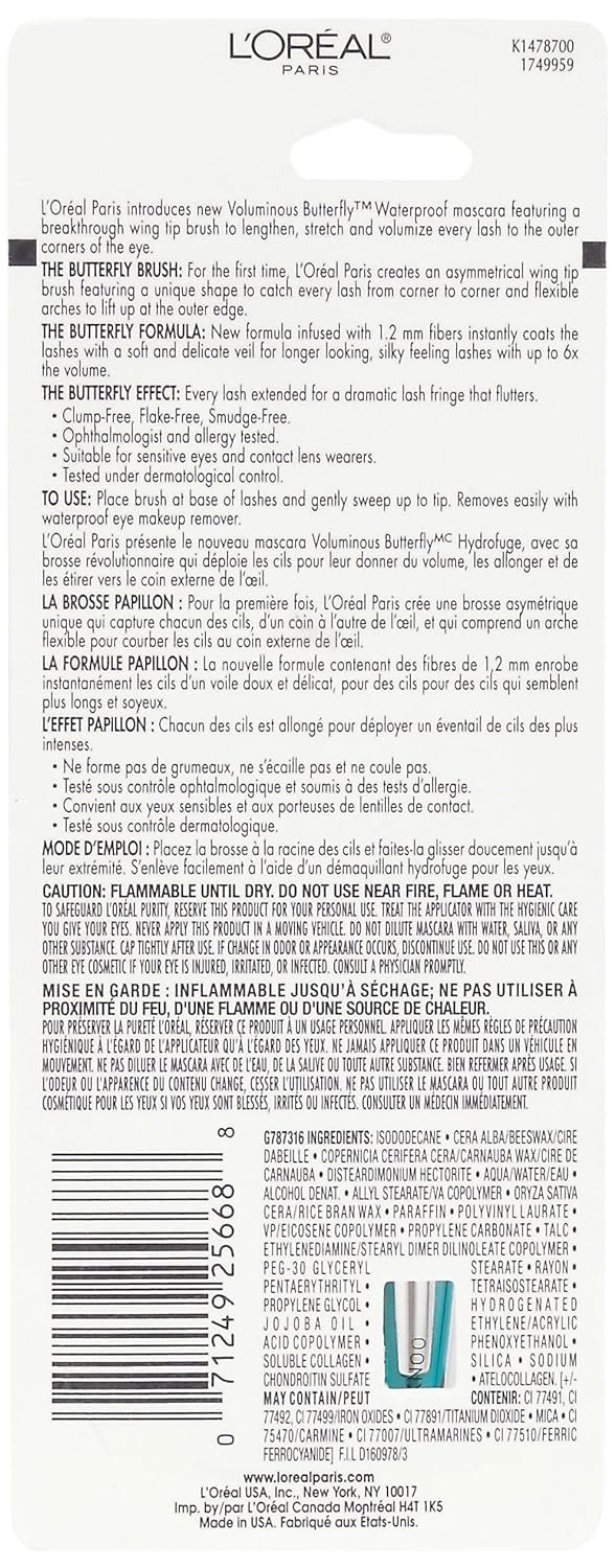 L'Oreal Paris Voluminous Butterfly Mascara, Waterproof, Black, 0.22 Fl. Oz., 1 Count - Image 4
