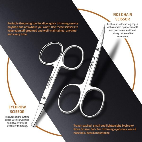 Utopia Care Eyebrow Scissors, Small Scissors for Men and Women - Curved and Rounded Nose Hair Scissors for Grooming Mustache, Beard, Eyelashes, Ear Hair Trimming- Professional Stainless Steel - Silver - Image 7