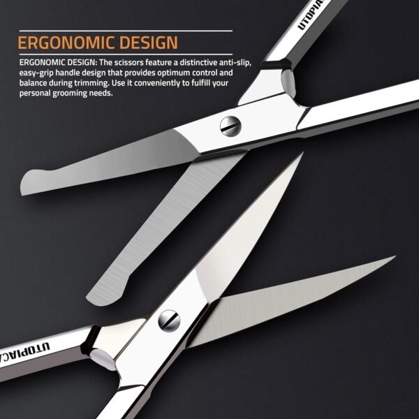 Utopia Care Eyebrow Scissors, Small Scissors for Men and Women - Curved and Rounded Nose Hair Scissors for Grooming Mustache, Beard, Eyelashes, Ear Hair Trimming- Professional Stainless Steel - Silver - Image 4