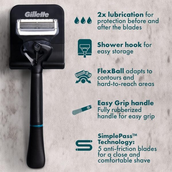 Gillette Intimate Manscape Razor, Men’s Pubic Razor, Gentle and Easy to Use, Designed For Pubic Hair, 1 Razor Handle, 2 Razor Blade Refills, Manscaping Body Razor, Mens Razor - Image 3