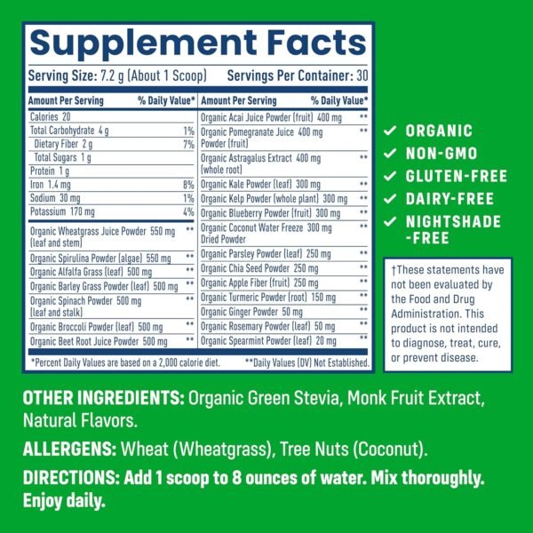 NativePath Native Greens Superfood Powder - Daily Super Greens Powder with Organic Greens and Superfoods to Support Detox, Thyroid, and Gut Health for Energy and Positive Body Changes, 30 Servings - Image 3