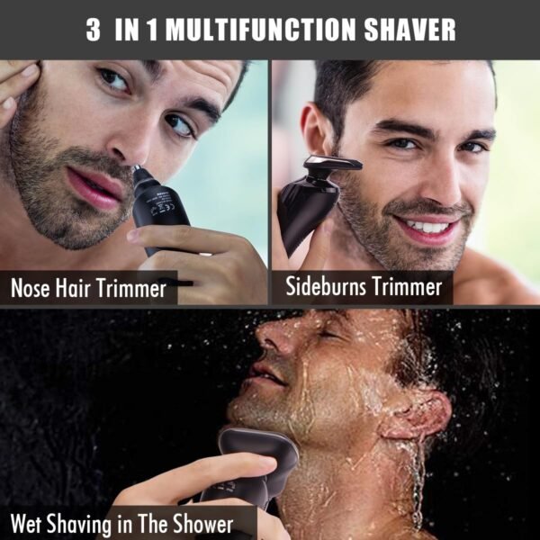 Electric Razor for Men - Rechargeable Electric Shaver for Men, Waterproof Wet Dry Cordless Razor with Nose Hair Trimmer and Sideburns Trimmer - Image 5