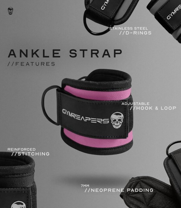 Gymreapers Ankle Straps (Pair) For Cable Machine Kickbacks, Glute Workouts, Lower Body Exercises - Adjustable Leg Straps with Neoprene Padding - Image 7