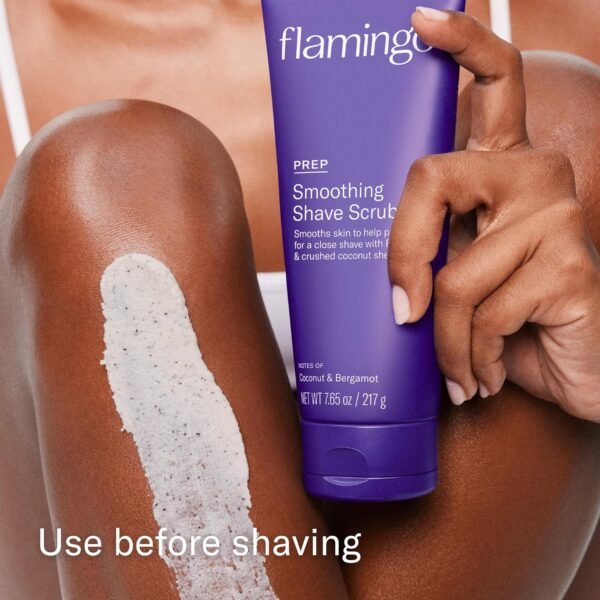 Flamingo Shaving Prep and Post Care Set for Women - Smoothing Shave Prep Scrub and Soothing Post Shave Serum - Glow Shave Collection - Image 4
