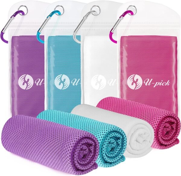 U-pick Cooling Towels Bulk 40"x12", Breathable Microfiber Chill Towel, Cooling Towel for Neck and Face, Sweat Towel for Gym, Yoga, Workout, Golf, Sport, Camping, Beach, Travel (4 Packs) - Image 2