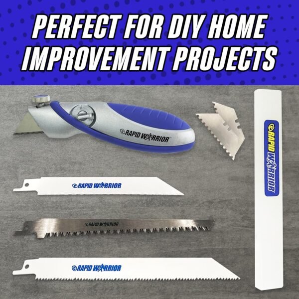 Rapid Edge Rapid Warrior Multi-Use Utility Knife Kit with Drywall Knife, Hacksaw and General Purpose Saw Blade (Includes 5 Rapid Edge Serrated Razor Knife Blades) (1-Pack) - Image 6