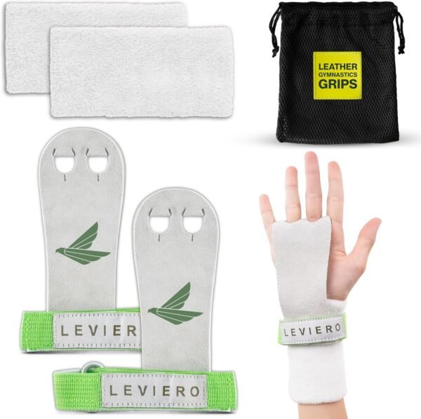 Palmies Gymnastics Grips, Grips for Gymnastics, Multipurpose Soft Leather Grips with Adjustable Finger Holes, Weightlifting, Kettlebell, Cross Training Workouts for Kids and Youths - Image 2