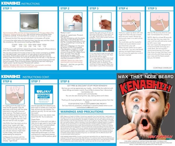 KENASHII Nose Wax Kit | 100 g Wax, 24 Applicators | Hair Removal Kit for Men and Women | Includes Balm Wipes and Mustache Guards | Lasts up to 5 Weeks - Image 7