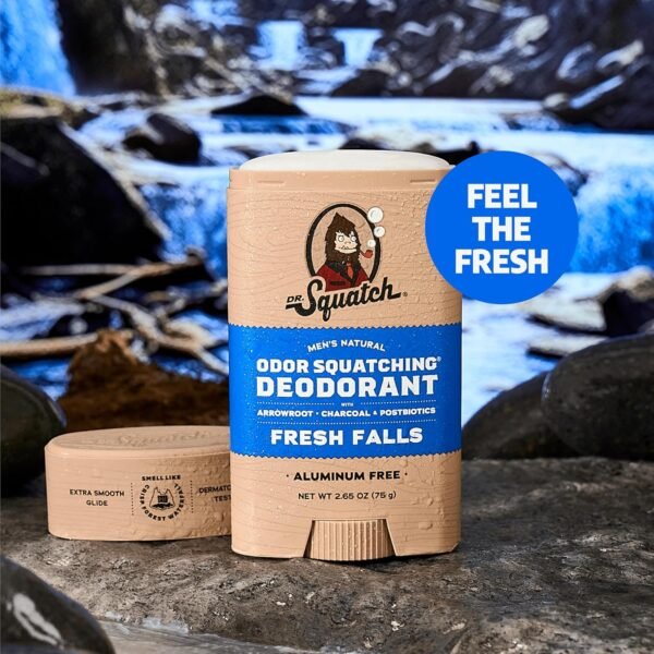 Dr. Squatch Natural Deodorant for Men 3 Pack Fresh Falls – Odor-Squatching Men's Deodorant Aluminum Free (2.65 oz, 3 Pack) - Image 4