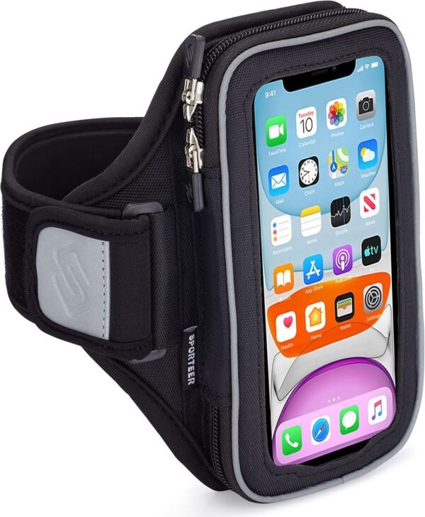 Sporteer Velocity V7 Running Armband - Compatible with iPhone 16, 16 Pro, 15, 15 Pro, 14, 14 Pro, iPhone13/13Pro, Galaxy S25, S24, S23, S22 5G, Google Pixel, and Many More Mobile Phones - Fits Cases - Image 2