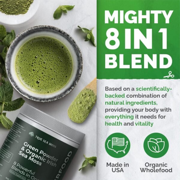 Greens Powder - 25 Organic Superfoods for Digestive and Gut Health with Probiotics, Turmeric and Ashwagandha - 30 Servings - Image 6