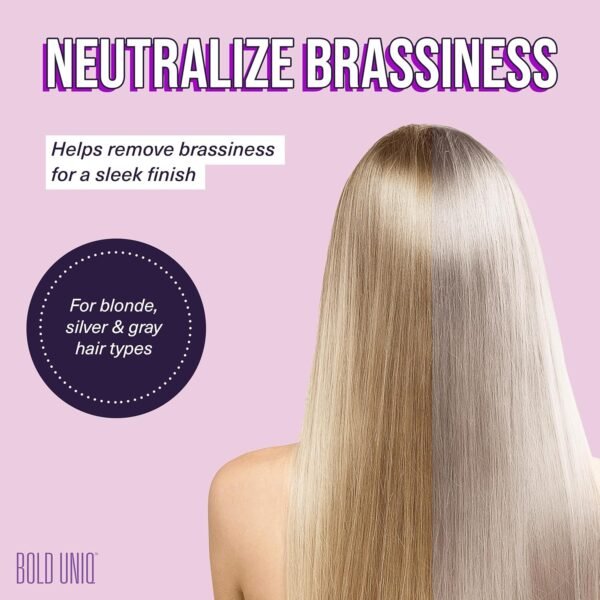 BOLD UNIQ Purple Hair Mask - Toner For Blonde, Platinum, Bleached, Silver, Gray, Ash & Brassy Hair - Remove Yellow Tones & Condition Dry, Damaged Hair - Cruelty Free & Vegan - 6.76oz - Image 4