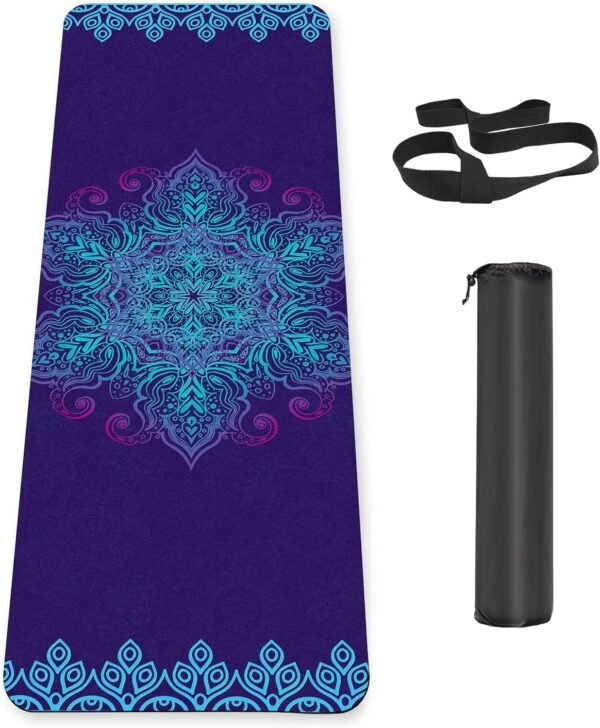 Non Slip Yoga Mat TPE Workout Mat for Men Women, Thick Workout Mat with Carrying Strap, Fitness Mats for Exercise, Yoga, Fitness, Pilates, Floor Workouts (72" x 24" x 6mm) - Image 2