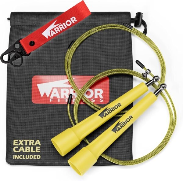 Warrior Fitness Adjustable Speed Jump Rope for Men, Women & Children - Ideal for Crossfit, Double Unders, Boxing, MMA, Skipping, WOD & Cardio Workouts - Image 2