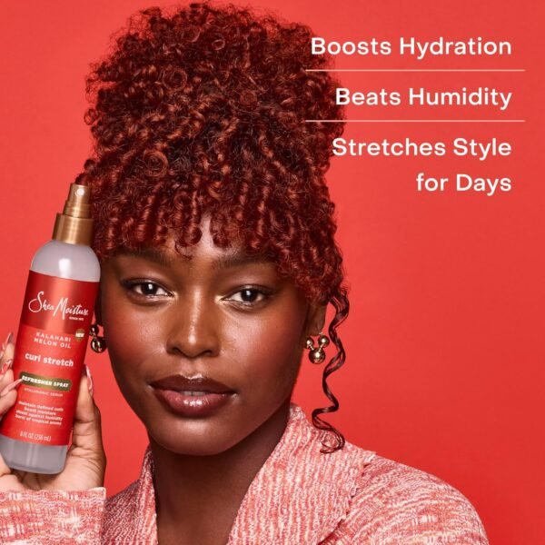 SheaMoisture Curl Stretch Refresher Spray Kalahari Melon Oil and Marula Oil Between Wash Style Stretcher Boosts Hydration, Fights Humidity and Frizz with Hyaluronic Serum 8 Fl Oz - Image 7