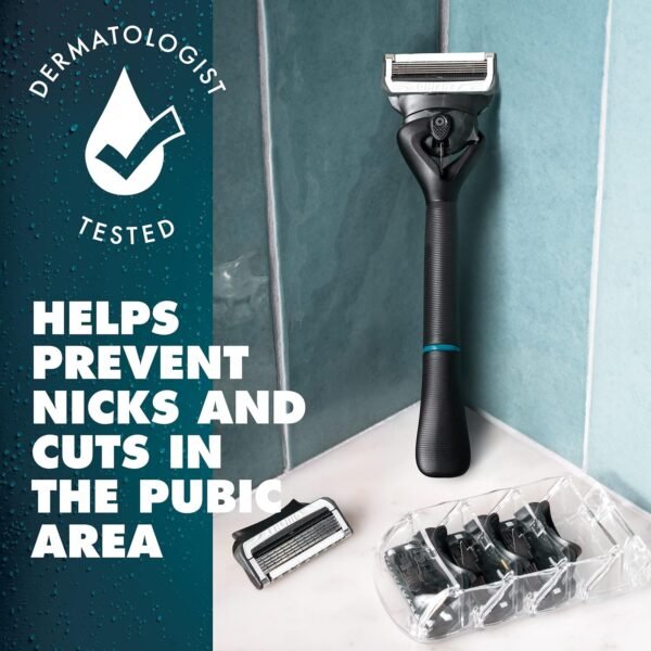 Gillette Intimate Manscape Razor, Men’s Pubic Razor, Gentle and Easy to Use, Designed For Pubic Hair, 1 Razor Handle, 2 Razor Blade Refills, Manscaping Body Razor, Mens Razor - Image 4