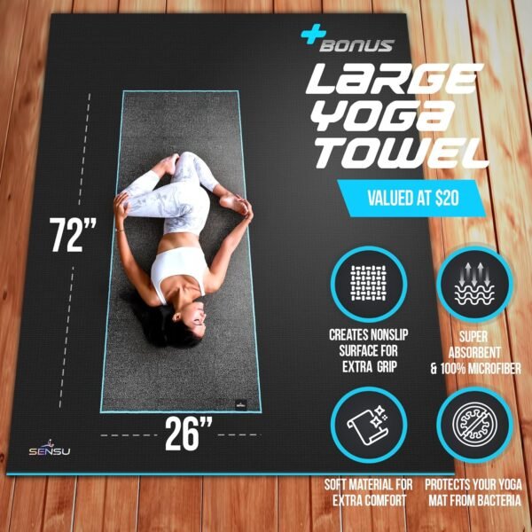 Sensu Large Yoga Mat - 9’ x 6’ x 9mm Extra Thick Exercise Mat for Yoga, Pilates, Stretching, Cardio Home Gym Floor, Non- Slip Anti Tear Eco-Friendly Workout Mat - Use Without Shoes - Image 5