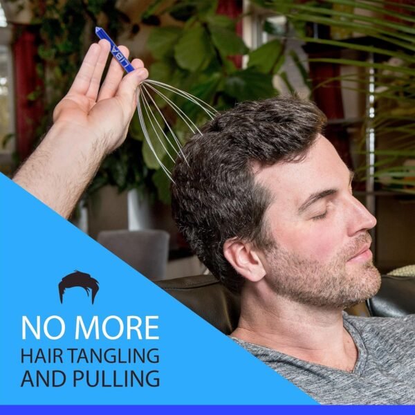 LiBa Scalp Massager Tool (2-Pack) for a Rejuvenating Head Hair Scratcher Massage No Painful Scratches, Tangling, or Hair Pulling Wires w/Gentle Rubber Beads (Blue, 12 Wire) - Image 5